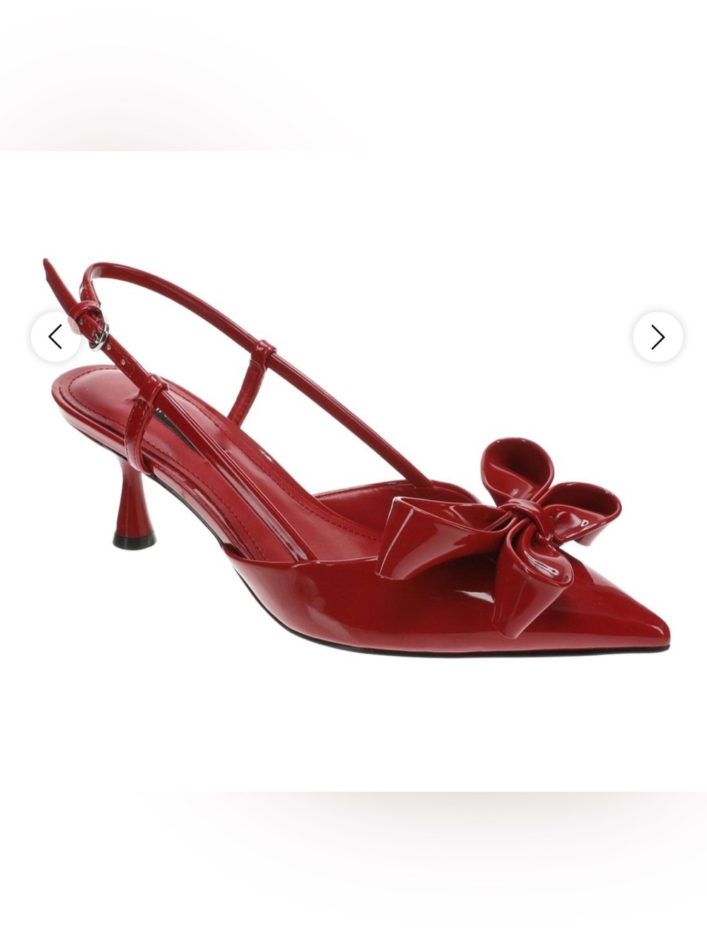 NINE WEST Red Patent Slingback RASKA Heel with Bow Accent